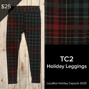 LuLaRoe Plaid Leggings - Red and Green
